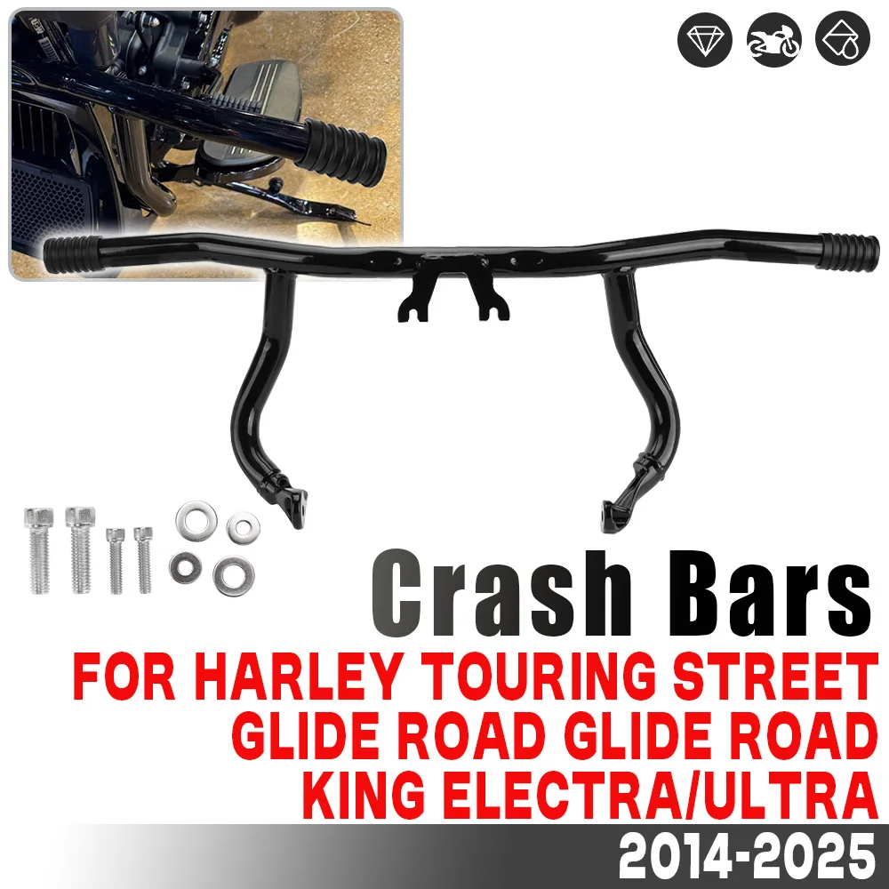 

Front Flat-Out Bar Motorcycle Engine Guard Highway Crash Bars For Harley Touring 2014-2025 Electra Street Road Glide Road King