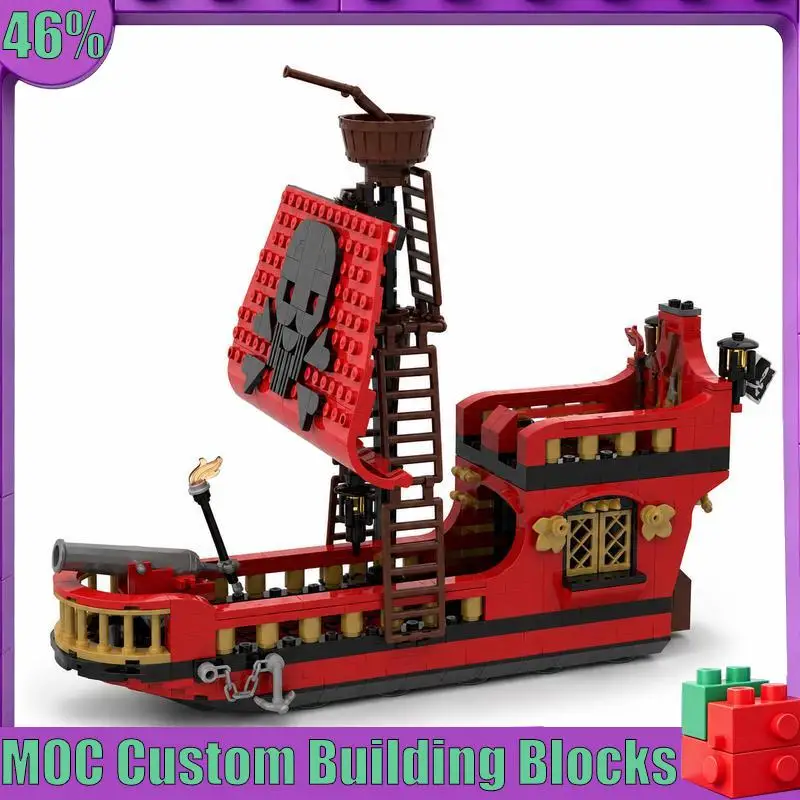 503 Parts Pirate Vessel MOC Custom Puzzle Model DIY Assembly Educational Toy Creative Building Blocks Collection Display Gifts