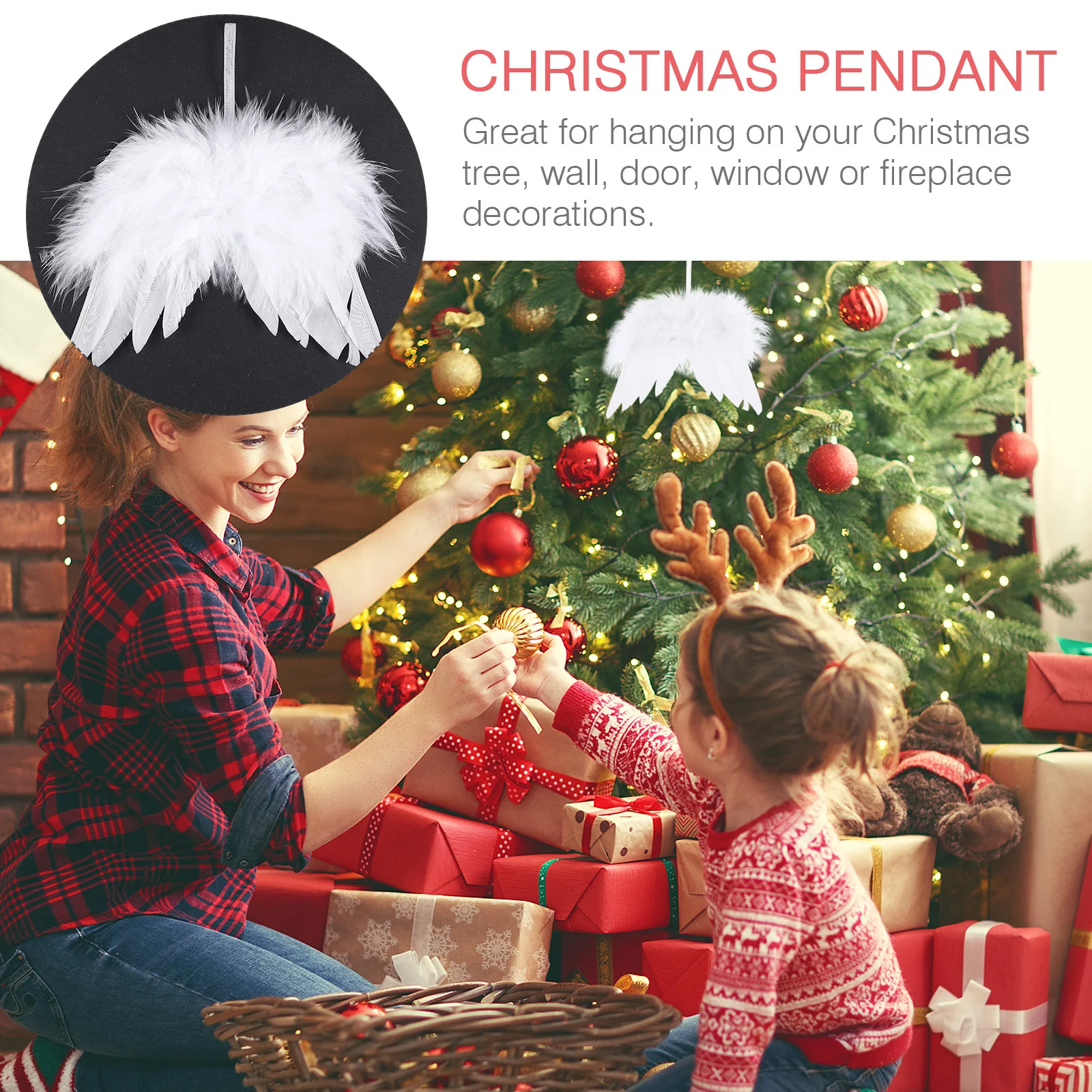 

24Pcs Festive Christmas Decor Angel Pendants Wing Style Hanging Ornaments for Holiday Tree Party Home Decoration Set