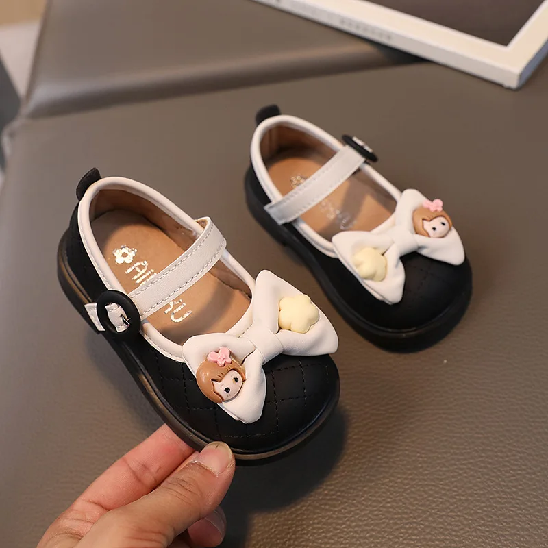 Fall 2023 Nieuwe Baby Schoenen Prinses Schoenen Voor Meisjes Zachte Bodem Antislip Strik Lederen Schoenen Baby Peuter Schoenen