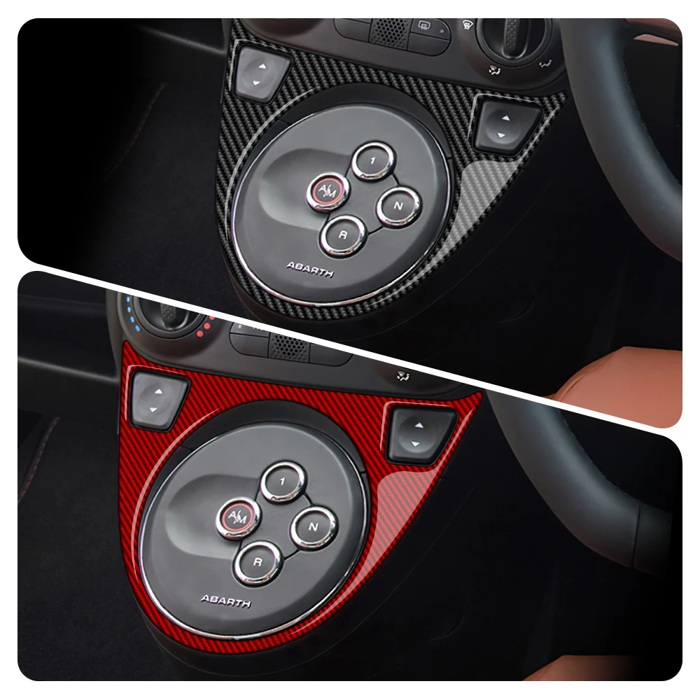 

For Abarth 595/695/Fiat 500C 2012-2015 For Fiat 500 2008-2015 LHD RHD Auto AT/MT Car Gear Shift Trim Soft Carbon Fiber Sticker