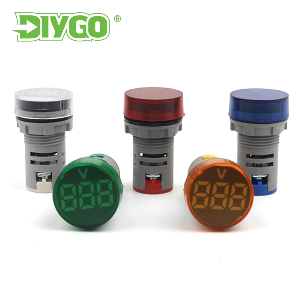 

22mm AC 20-500V Round Frosted Digital Voltmeter Meter Volt Voltage Tester Meter LED Indicator Pilot Lamp Light Display Equipment