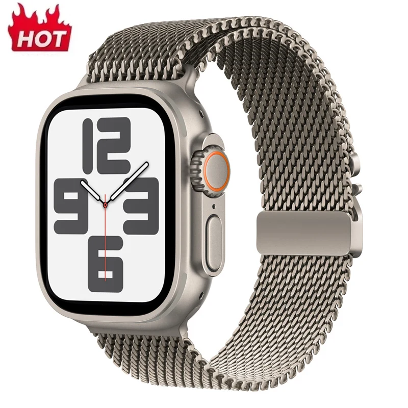 Titanbänder für Apple Watch Ultra 2 49 mm Serie 10 9 8 7 6 5 4 SE 46 mm 42 mm 41 mm 45 mm 44 mm 38–40 mm Milanese-Loop-Zubehör
