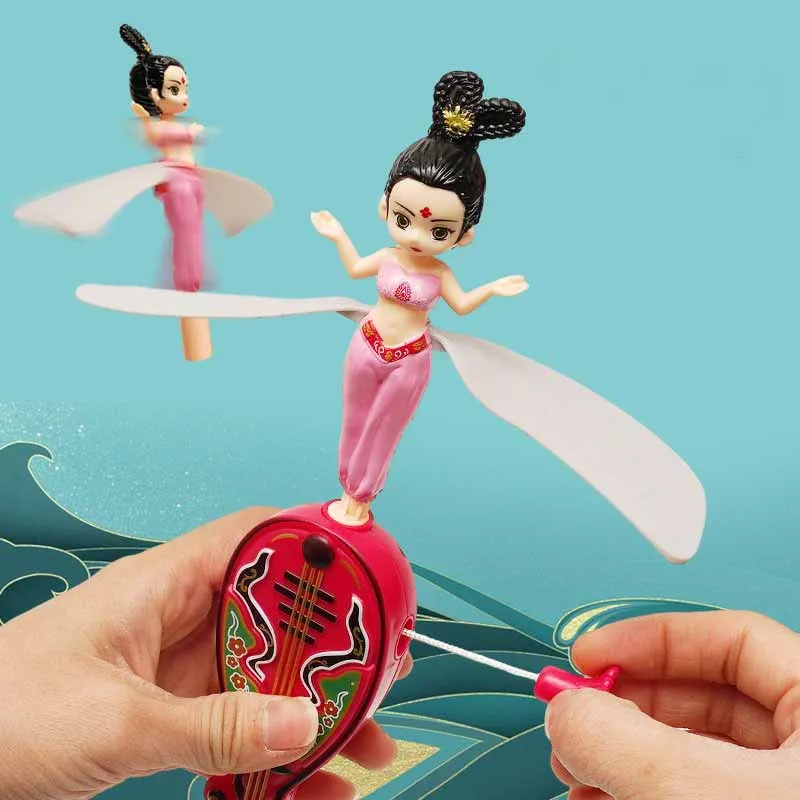 Dunhuang Flying Fairy Toys Creative Pull String Flying Small Fairy Bamboo Dragonfly Flying Disc Kids Outdoor Interactive Toys