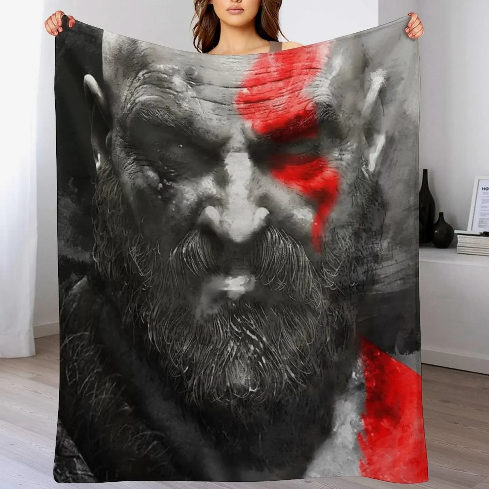 

150 Kratos Paint Throw Blanket Cozy Napping Blanket Gift for Mom Dad
