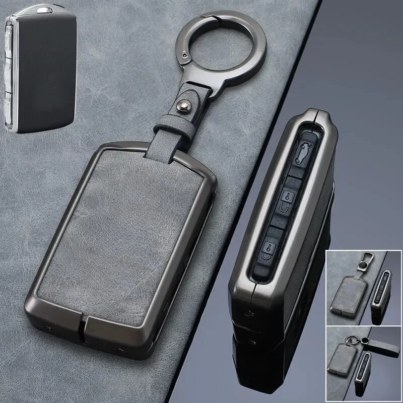 Zinc Alloy Leather Car Key Fob Case Cover Holder With Keychain For Volvo XC60 XC90 S60 S90 V90 T5 T6 T8 XC70 S60 S80 C30 V70 V90