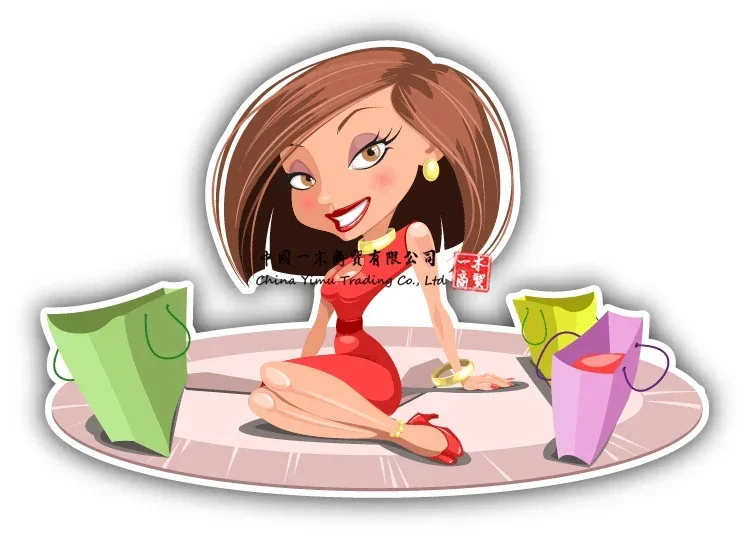 Girl Shopping Cartoon Car Bumper Sticker Decal Snapchat Vinyl pechincha call of duty cyberpunk model y 2023 accessories