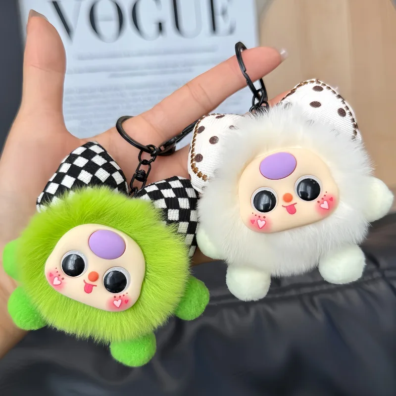 Cute imitation otter rabbit fur small coal ball plush bag pendant decoration creative doll cartoon doll car keychain