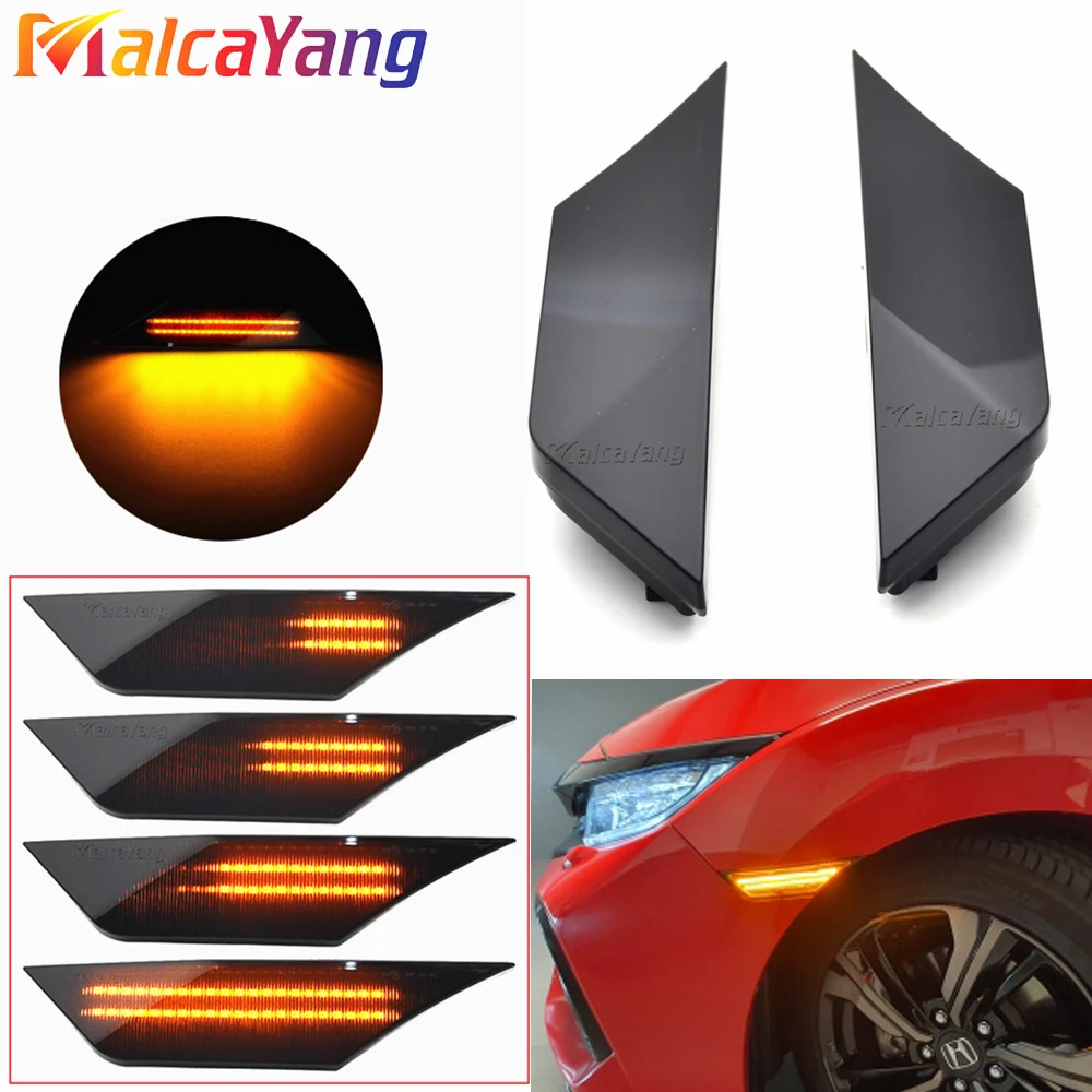 For Honda Civic 10th Gen Sedan/Coupe/Hatchback 2016-2021 LED Running light Side marker Lamps Front Side Marker Turn Signal Light