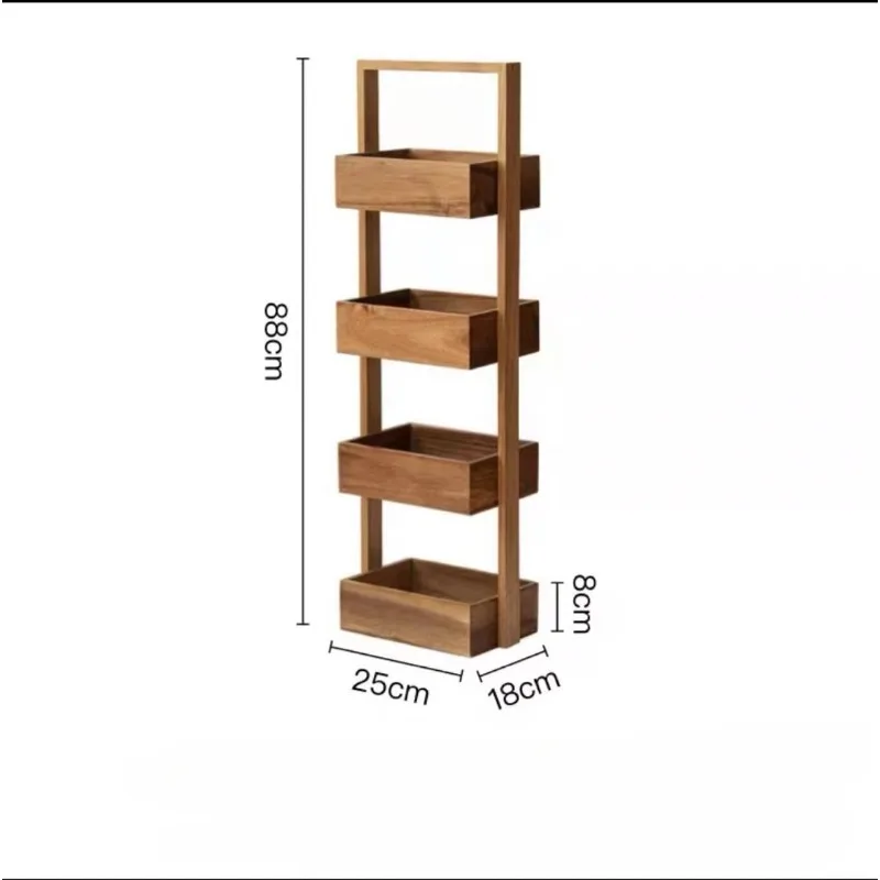 Multi-layer shelves Living room storage rack Floor-to-ceiling wooden storage rack Vegetable snack rack Bathroom wood