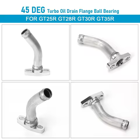 Aluminium Alloy 45 Degree Turbo Oil Drain/Return Pipe Kit Flange Ball Bearing For GT25R GT28R GT30R GT35R Turbochargers