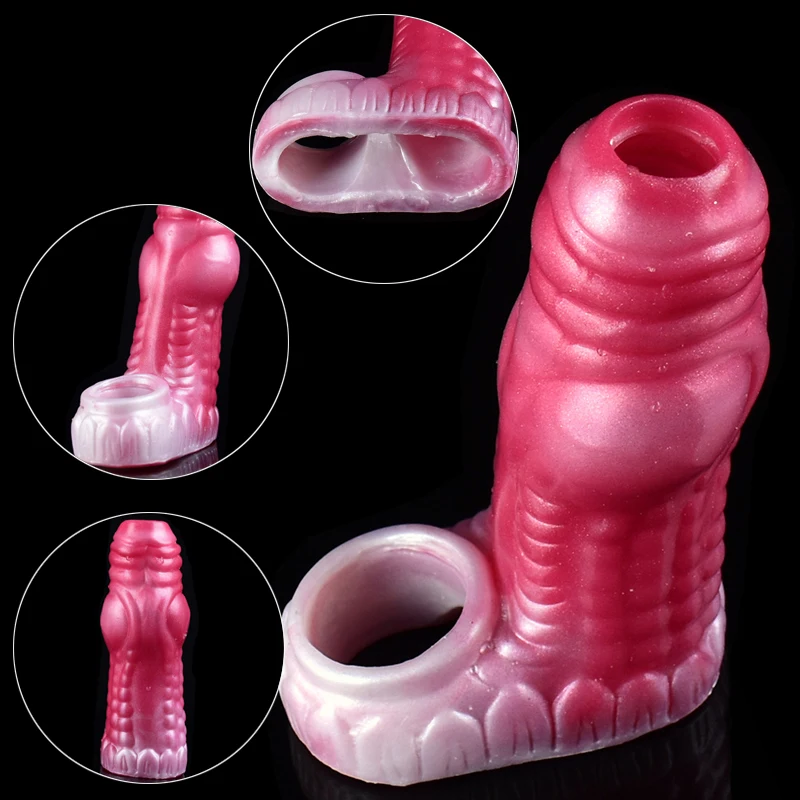 FRKO Penis Sleeve With Dog Knot Cock Enlargement Silicone Sex Toys For Men Prevent Foreskin Fantasy Adult Products