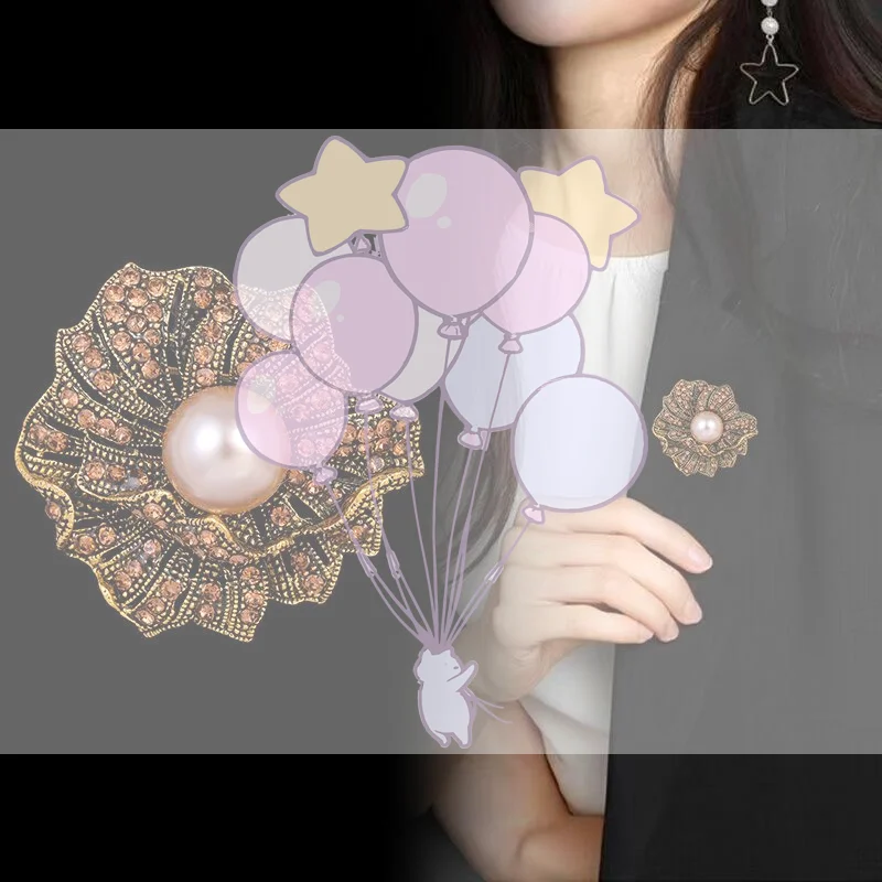 レトロな葉っぱの真珠ブローチピン、ダイヤモンドが埋め込まれたエレガントでファッショナブルなジュエリーアクセサリーピンブローチ