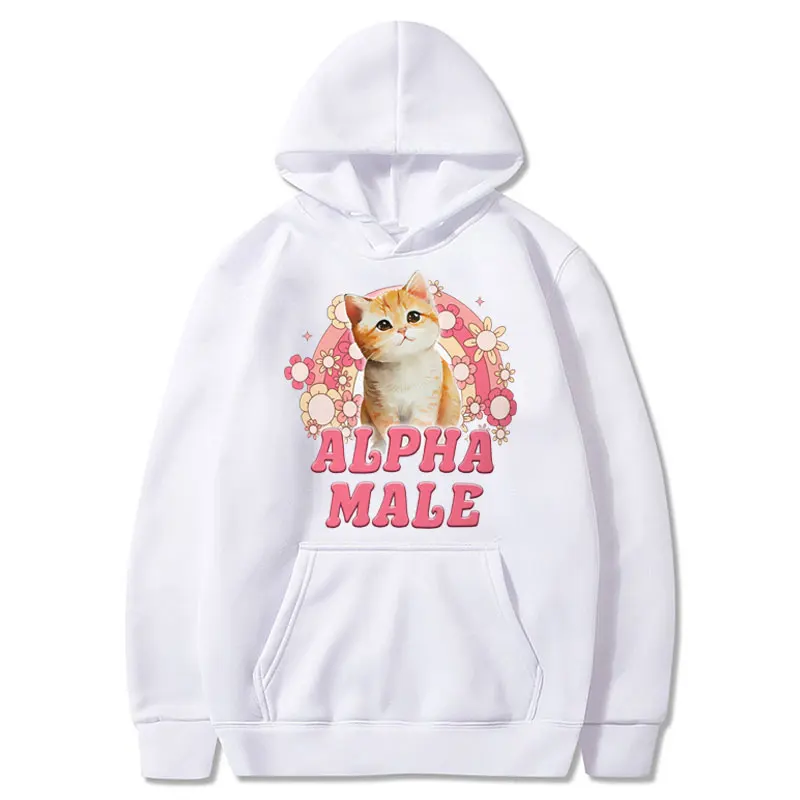 Alpha-Sudadera con capucha para hombre y mujer, ropa de calle Unisex con estampado de gato, gatito, arcoíris, regalo para mejor amigo, Jersey cálido de gran tamaño, Y2k