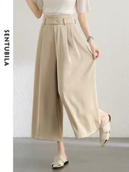 SENTUBILA Women's Casual Loose Ankle Length Pants 2024 Autumn High Waist A-line Wide Leg Pant Women Skirt Trouser 142K54101