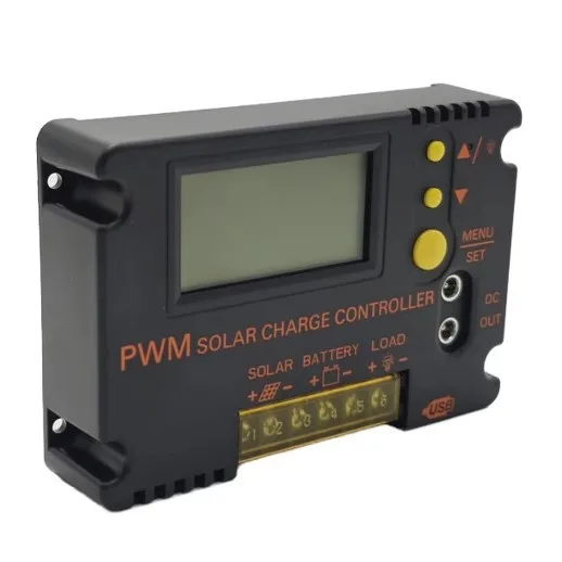 12V 24V For PWM Solar Charge Controller 30A with Backlit LCD Screen and Real Time Battery Charging Information