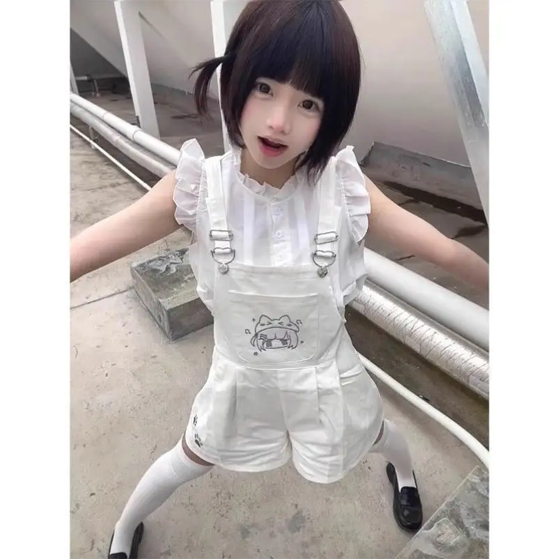 

Милый комплект в стиле Y2K для девушек: японская футболка с коротким рукавом и шорты, мягкий летний комплект из двух предметов для женщин