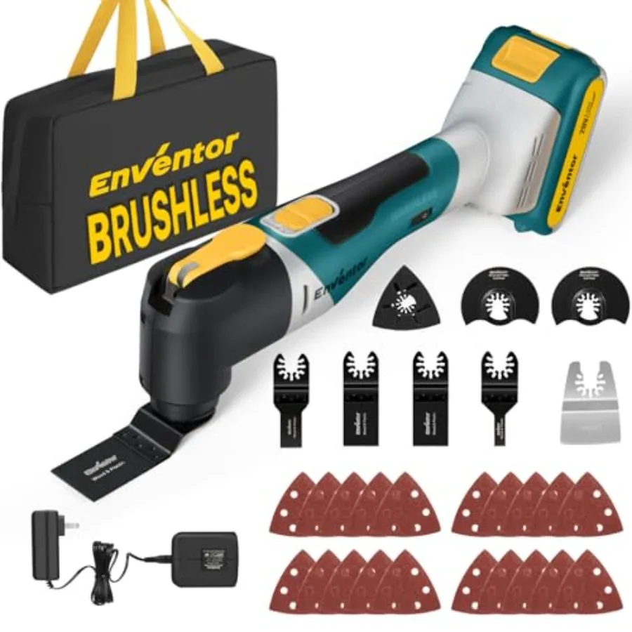

20V Cordless Oscillating Multi Tool Brushless Oscillating Saw with 28PCS Accessories Fast Charger 6 Variable Speeds 4° Oscillat