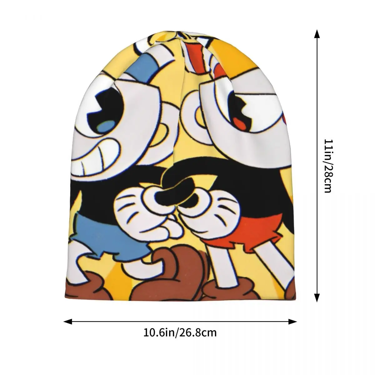 Cuphead Cuphead & Mugman Skullies Beanies Hat Great Retro Game Goth للجنسين قبعة تزلج دافئة ذات الاستخدام المزدوج قبعة بونيه #2
