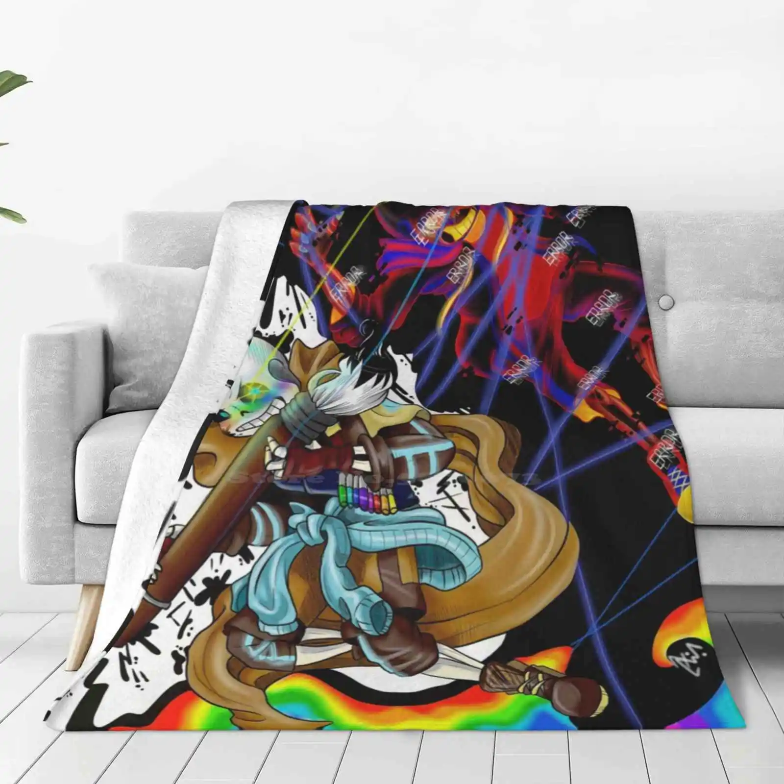 Ink Vs Error Trend Style Funny Fashion Soft Throw Blanket Undertale Ink Sans Error Sans Errorink Battle Fight Color Fanart