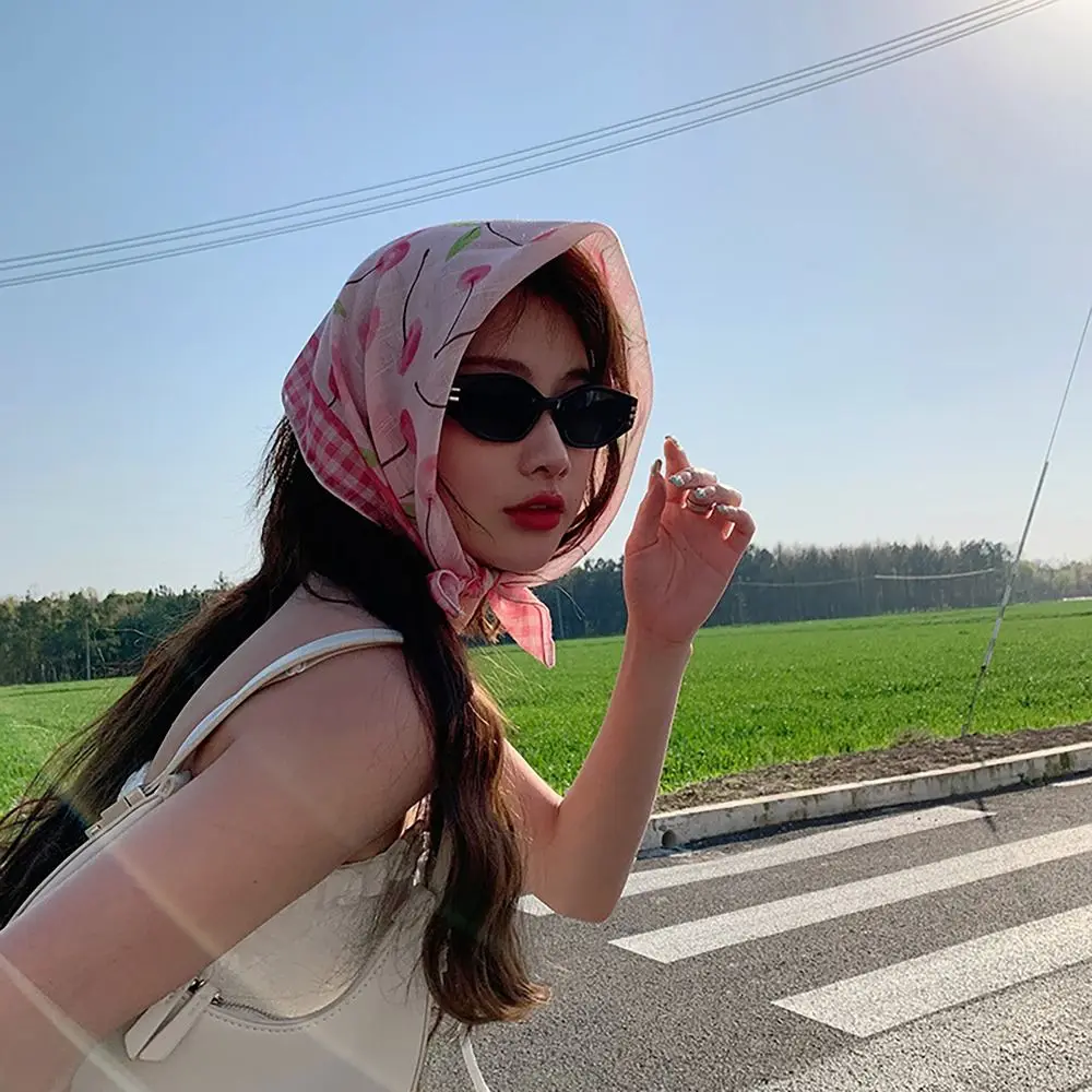 

Gentle French Pastoral Style Headscarf INS Style Flower Printed Headband Towel Sun Protection Headband Women