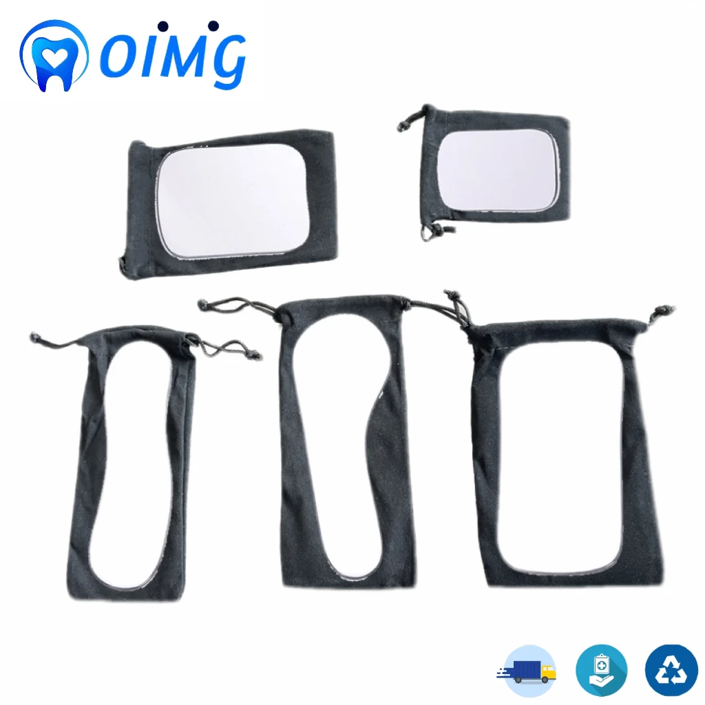 

Dental Photography Mirror Double-Faced Glass Reflector Mirror Delicate Selvage Orthodontic Mirrors with Storage Bag 5Pcs/set