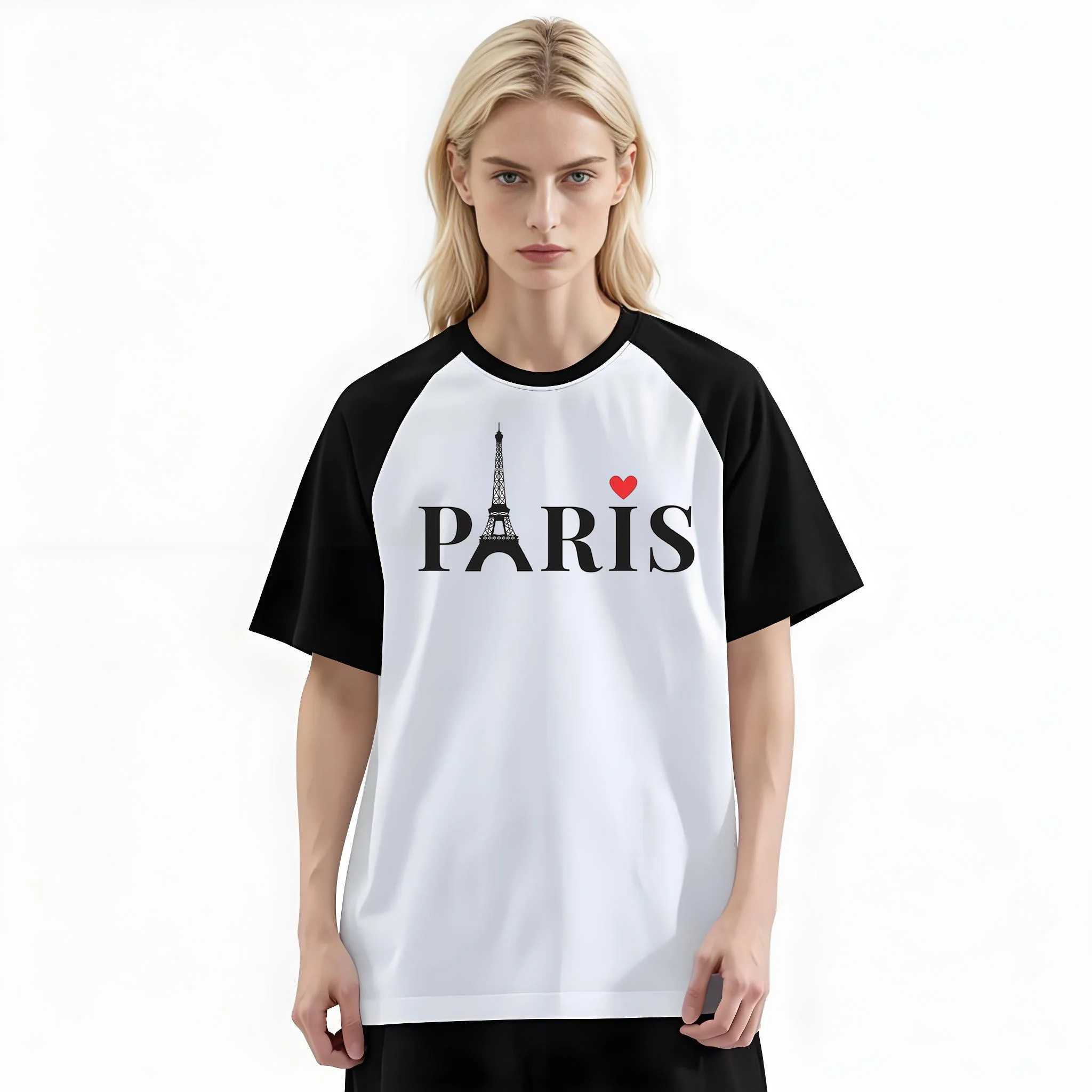 Women'S Fashion Paris - Damenmode-T-Shirt mit Raglanärmeln, minimalistischer Paris-Eiffelturm mit