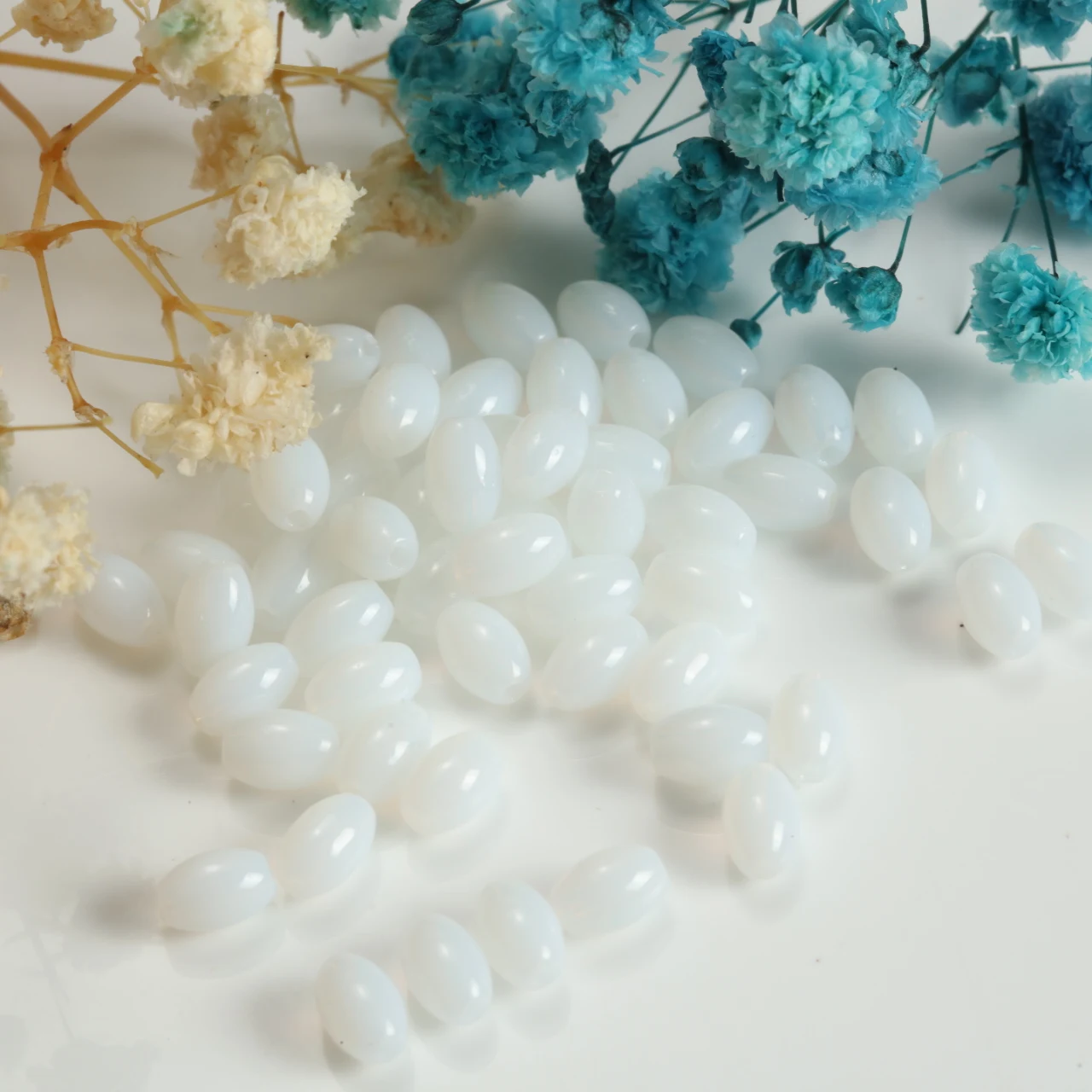 4x6mm Off White Glass Rice Beads Straight Hole Loose Beads For DIY Bracelet Necklace Jewelry Making Accessories Wholesale