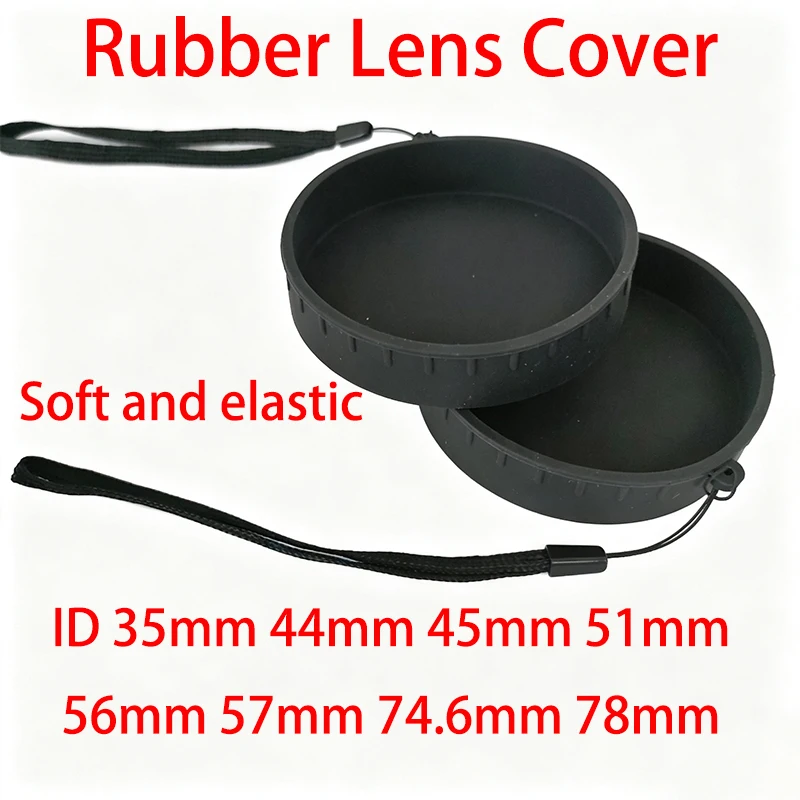 Rubber ID 35mm 44mm 45mm 51mm 56mm 57mm 74.6mm 78mm Dust Lens Cover Cap Shade with Hanging Hole Rope for Binocular Monocular