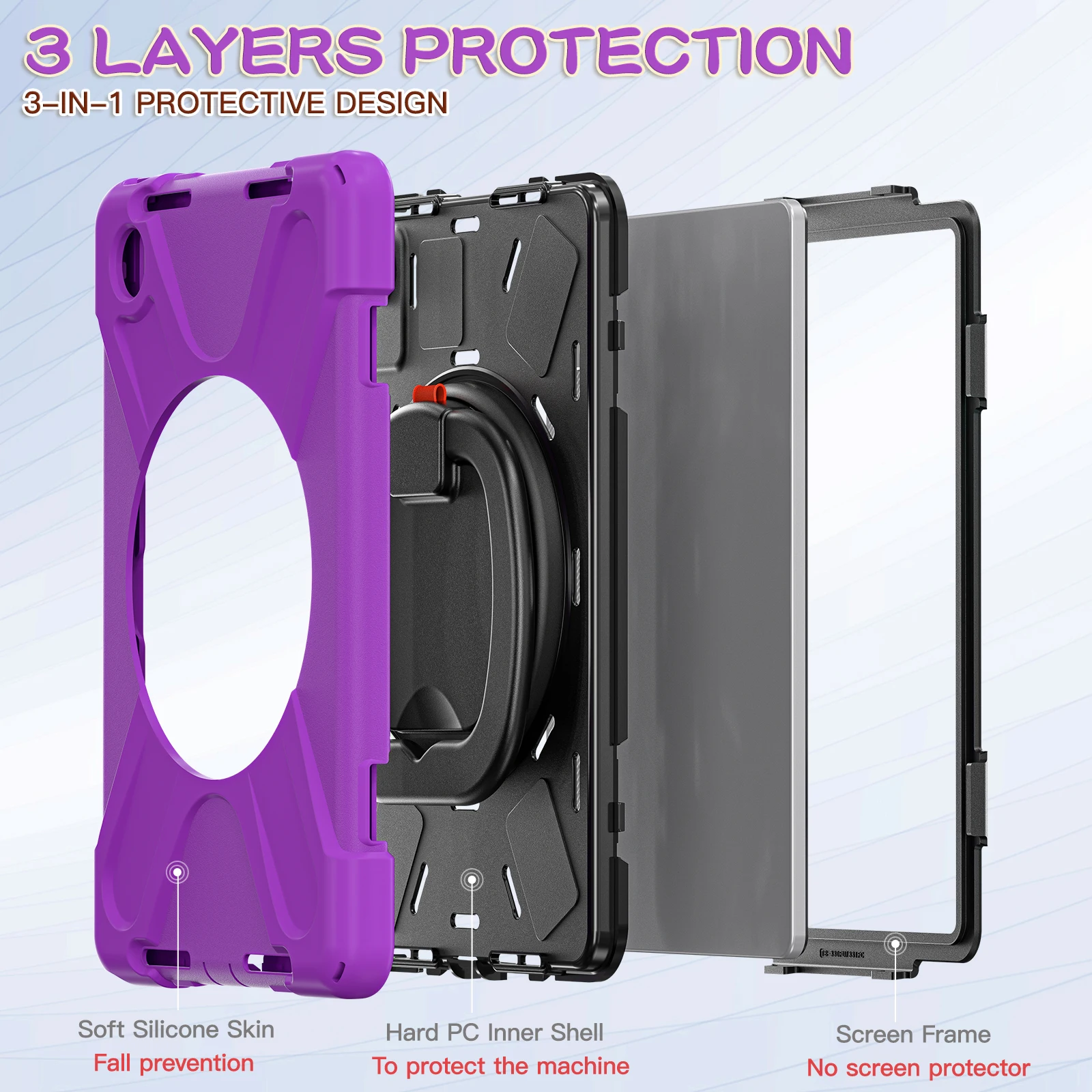 Stand Case For Lenovo Xiaoxin Pad 2024 Tab M11 (K11) TB330FU TB331FC Heavy Duty Cover With 360 Rotatable Handle Grip Shockproof