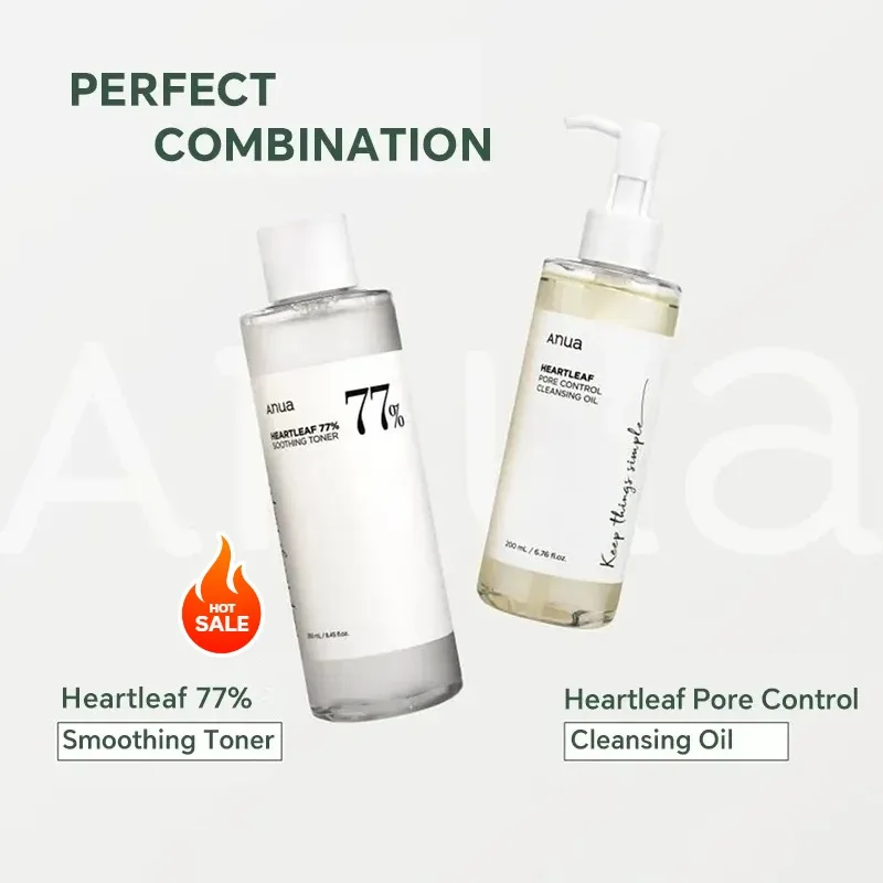 

Korean Anua Heartleaf Skincare Set Moisturizing Toner Deep Cleansing Cleanser Pore Control Makeup Removal Oil Combination Set