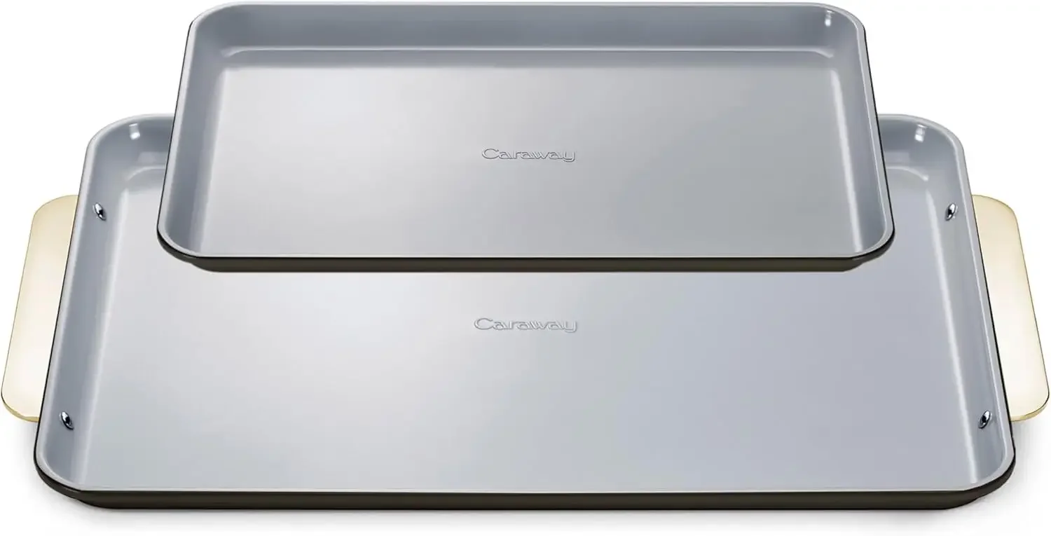 

Non-Stick Ceramic Baking Sheet Duo - Naturally Slick Ceramic Coating - Non-Toxic, PTFE & PFOA Free - 18 x 13" Large & 15 x 10" M