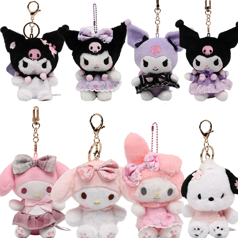 

Kawaii Sanrios Kuromi My Melody Pochacco Cinnamoroll Hello Kitty Plush Keychain Girls Anime Soft Stuffed Bag Pendant Gifts Toys