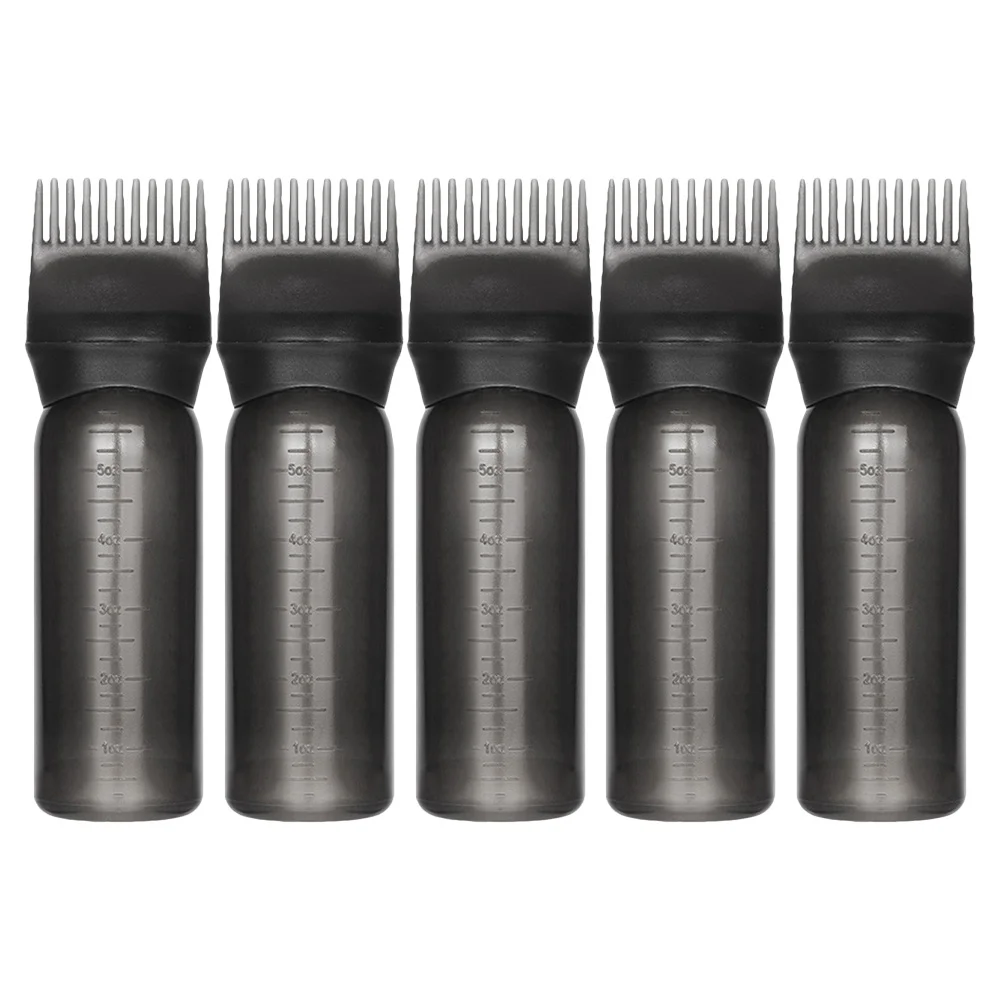 

5pcs Dye Bottles With Comb Leakproof Scalp Oil Bottles Scale Measurement For Coloring Salon Home Use Durable Hair Color
