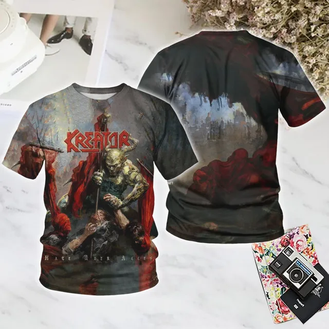Popular Rock Kreator 3D Print T-Shirts Men's Women Short Sleeve Round Neck T Shirt Harajuku Y2K Hip Hop Top Tees Unisex Clothing view 5