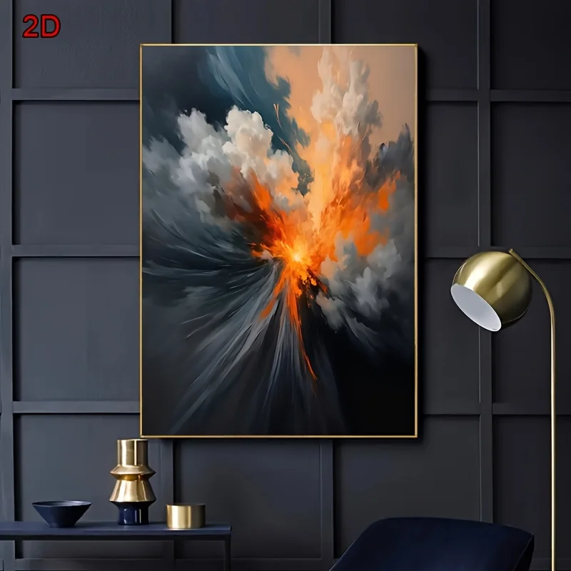 طباعة فنية على شكل ثوران بركان تجريدي وغيوم، ديكور جداري حديث بسيط لغرفة المعيشة وغرفة النوم والمكتب والدراسة والنوم #4