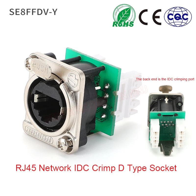 D-Typ-Modul RJ45 CAT5E Vertikaler Panel-Mount-Stecker Netzwerk-Ethercon-Chassis-Buchse, D-N8FDP RJ45-Einvoer/Pass-Buchse für Panelmontage – Detail 23