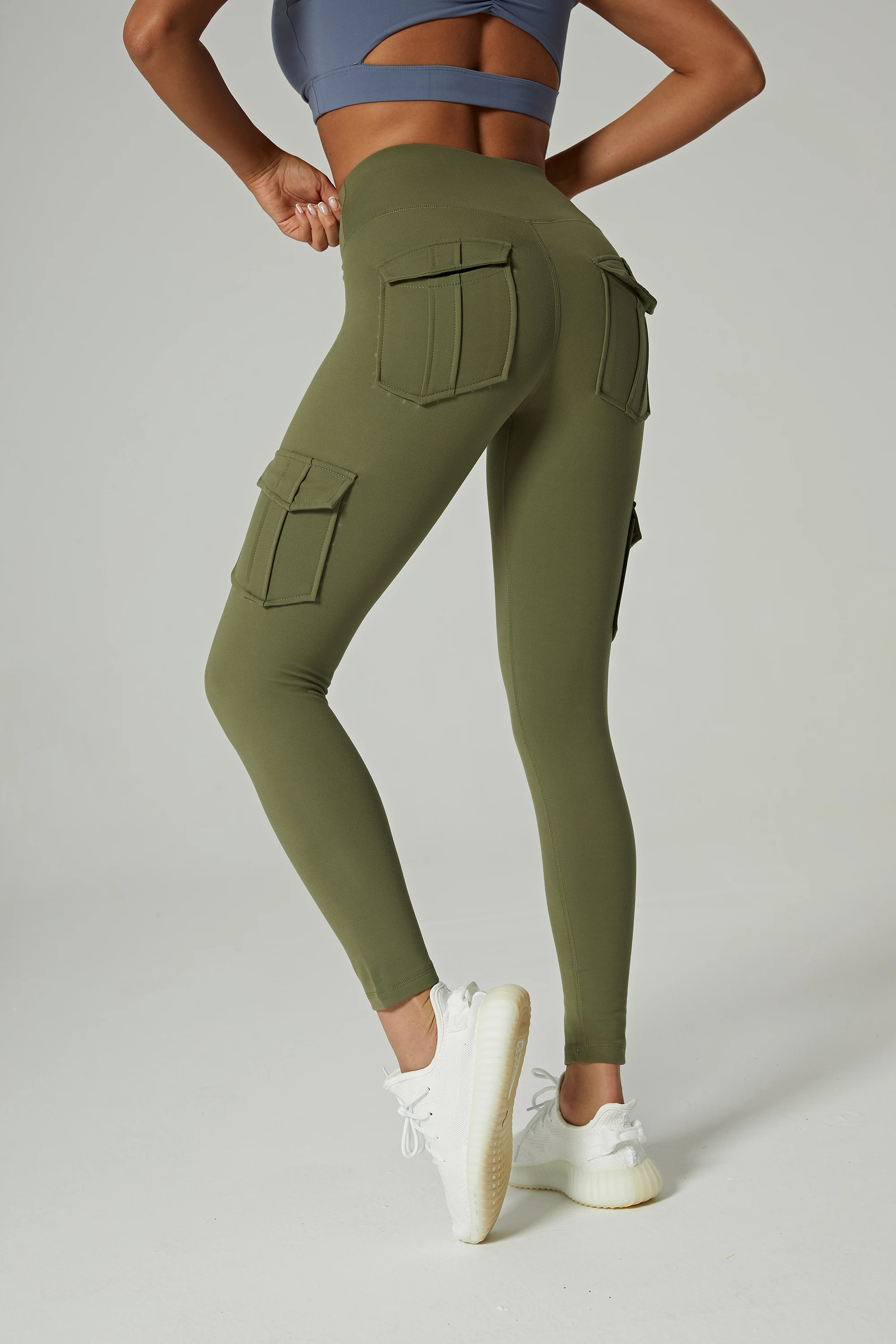 High Waist Stretch Impact Leggings Women Tummy Control Scrunch Bum Gym Clothing Woman Sweat-Wicking Workout Pockets Tights