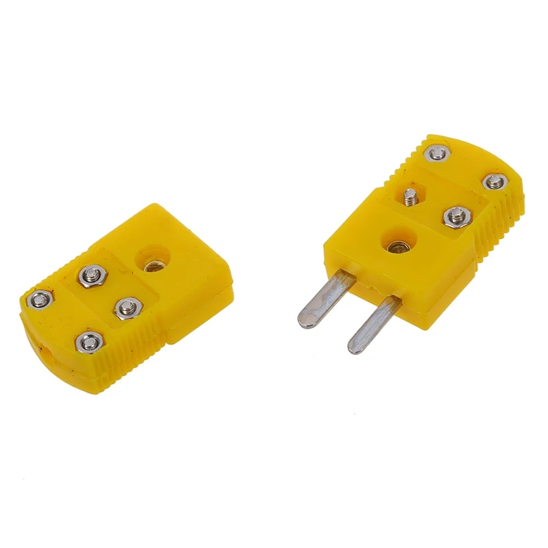 3X Yellow Plastic Shell K Type Thermocouple Plug Socket Connector Set