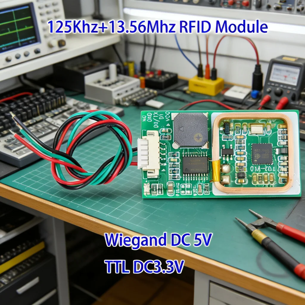 Dual Frequency RFID Reader Module 125KHz 13.56MHz Wiegand 26/34 Output 3.3V-5V Access Control System Building Intercom