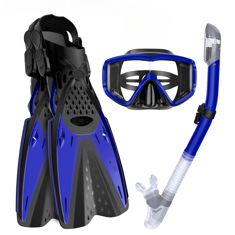 Three windows diving goggles full dry snorkel adjustment fins snorkeling Sanbao snorkeling three-piece set