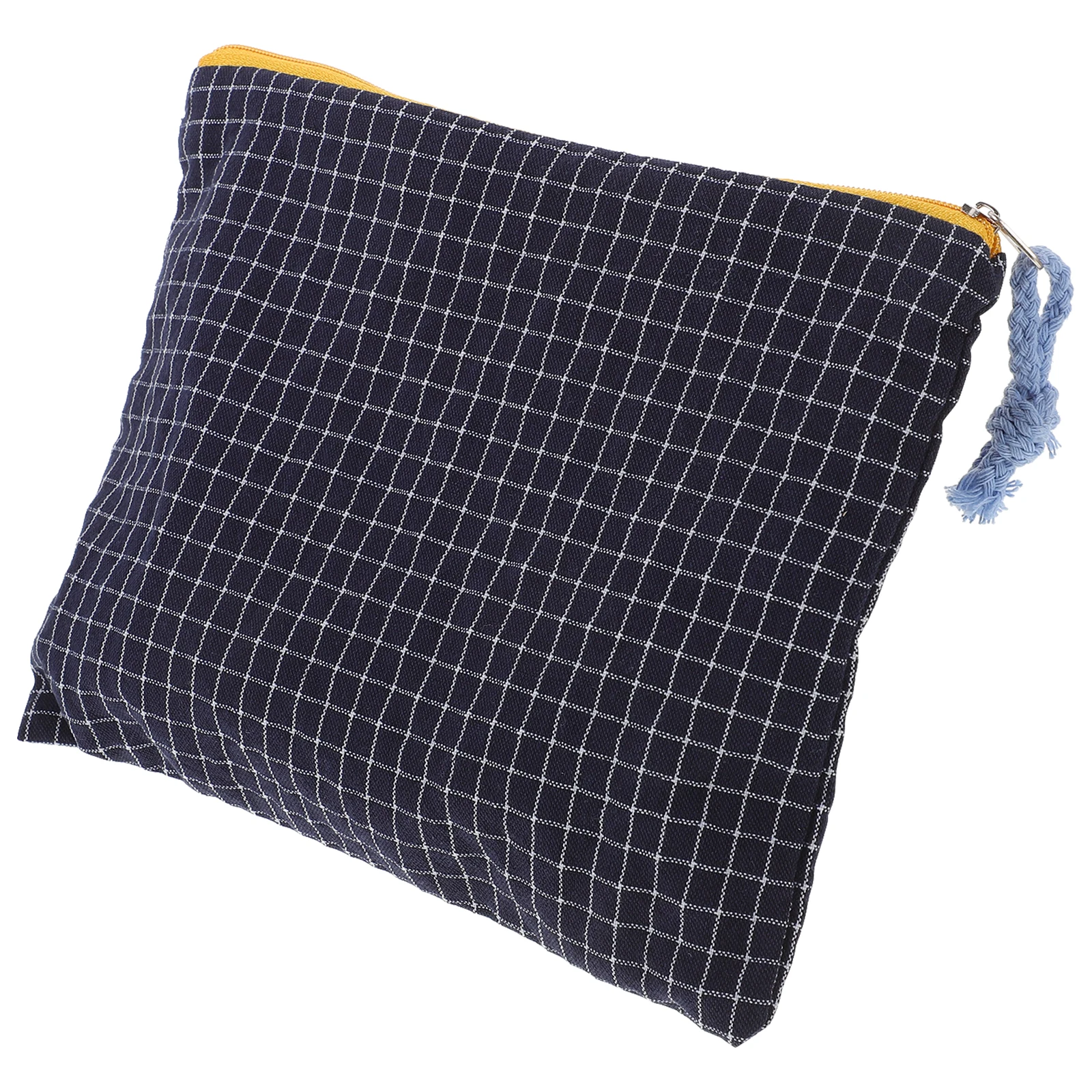 

Portable Makeup Bag Blue Grid Large Capacity Travel Toiletry Pouch Women StationeryVintage Design Daily Outdoor