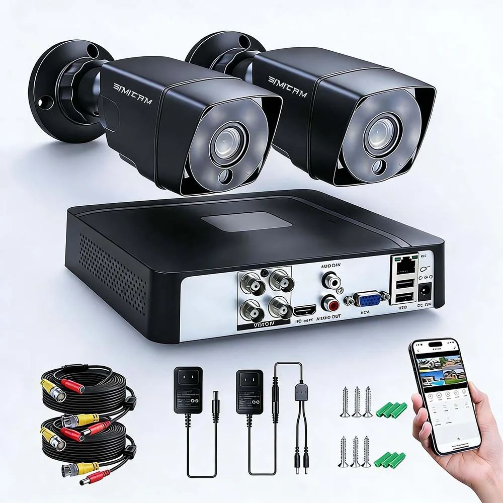 H.265+ 4CH 1080P 720P Security Camera System With 2pcs 2MP Surveillance Camera Home Outdoor Indoor Night Vision Motion Detection