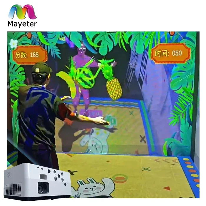 2026 Self Patent Design Customized HD 4k 8k interactive motion sensor holographic Kinect game ALL IN ONE PC projector