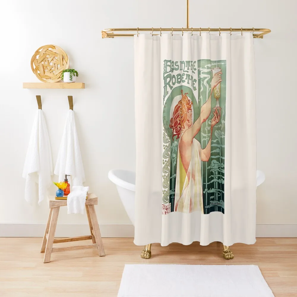 Absinthe Robette Privat-Livemont Alfons Mucha 1896 ART NOUVEAU french vintage ad HD HIGH QUALITY ONLINE STORE Shower Curtain