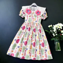 Baby Kids Flower Party Dresses for Girls Outfits Cotton Summer Short Sleeve Teens Children Princess Costumes 5 8 10 11 13 Years