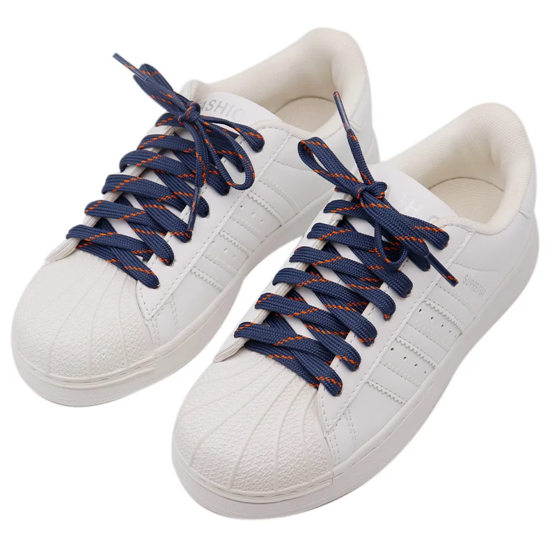 A Pair of Dark Laces Two-color Speckled Striped Laces Men's and Women's Casual Sneakers Customizable 8mm Laces