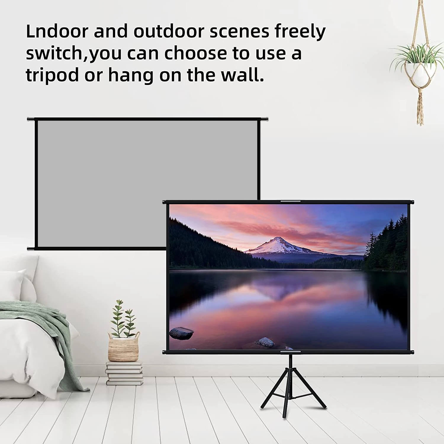 VEIDADZ Projector Screen With Stand Metal Grey Anti-Light 60 84 100 120 inch For Home Theater Outdoor Bracket Projection Screen