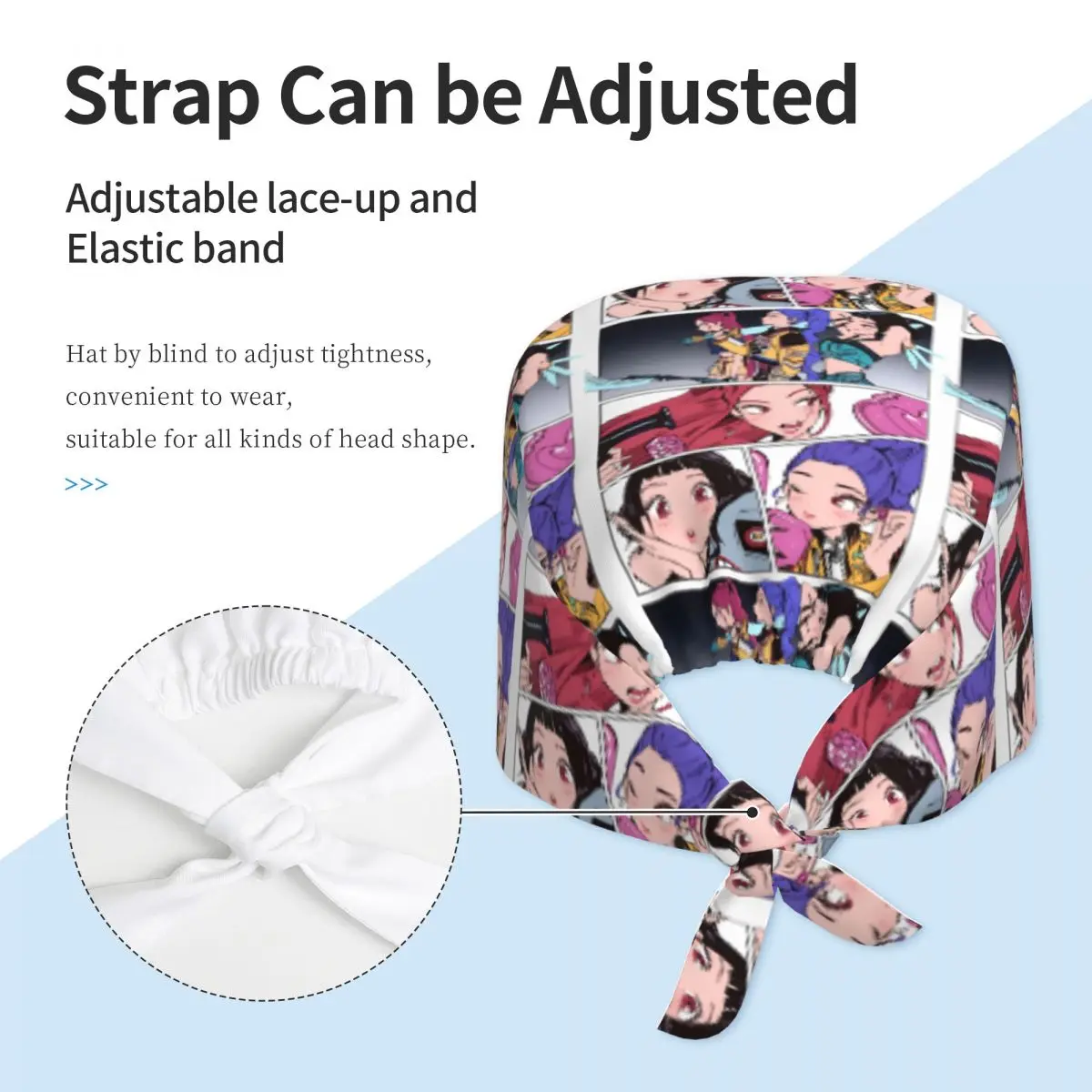Cappello medico KPop Demon Hunter Berretto da lavoro per donna unisex Cappelli da infermiera regolabili Berretto da lavoro alla moda con design per capelli lunghi