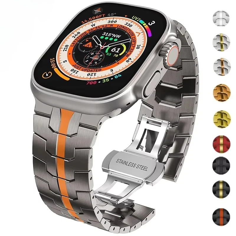 Titanfarbenes Armband für Apple Watch Ultra Band 49 mm 45 mm 44 mm 42 mm 46 mm Metall-Edelstahlarmband Iwatch 10 9 8 7 6 5 4 SE